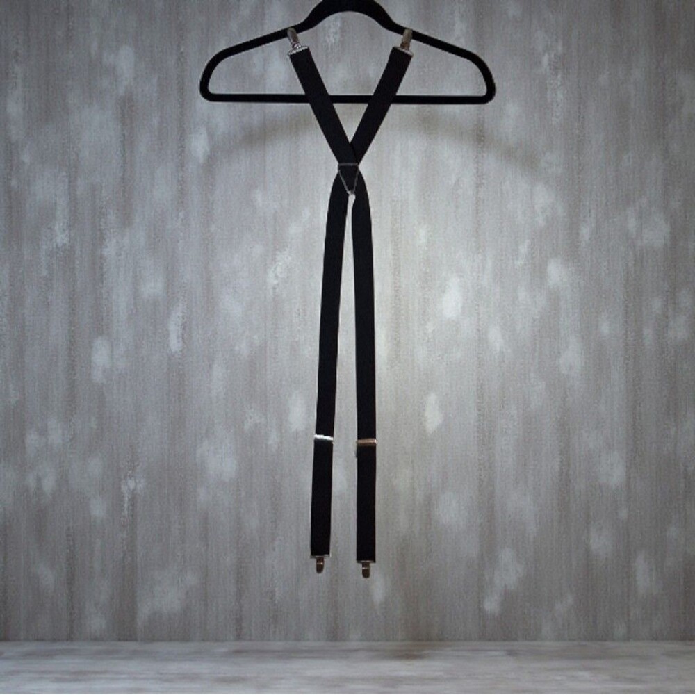 Mens X Style Suspenders, Black, Adjustable, 42 In Total Length,1 3/4 In Wide